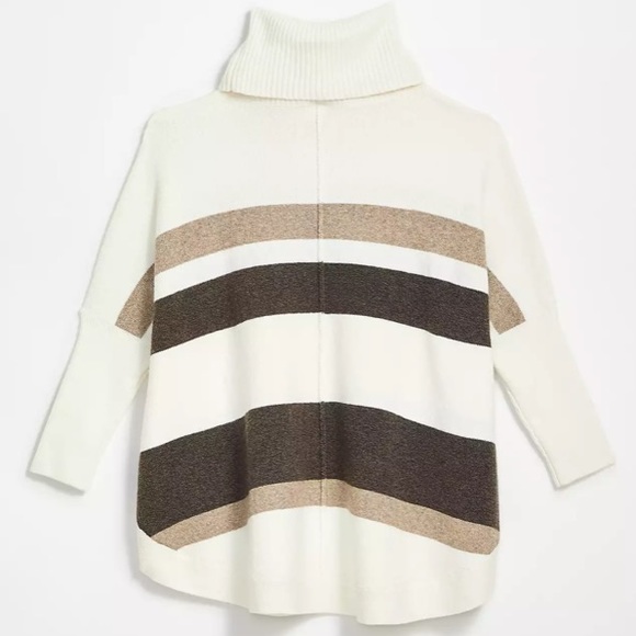LOFT Sweaters - Striped Shirttail Poncho Sweater